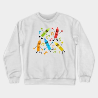 Funny Kawaii Dancing Crayons With Music Notes Crewneck Sweatshirt